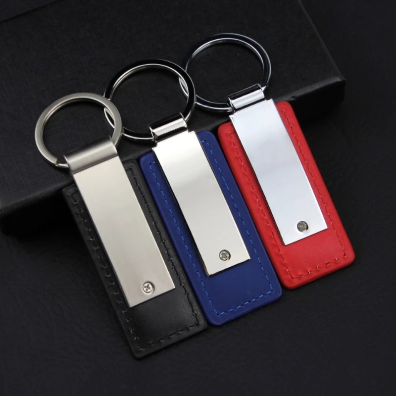 Customized PU Leather Keychain For Men And Women Metal Car Logo Key Chain Pendant Gift Laser Engraving Retro Vintage Keyring