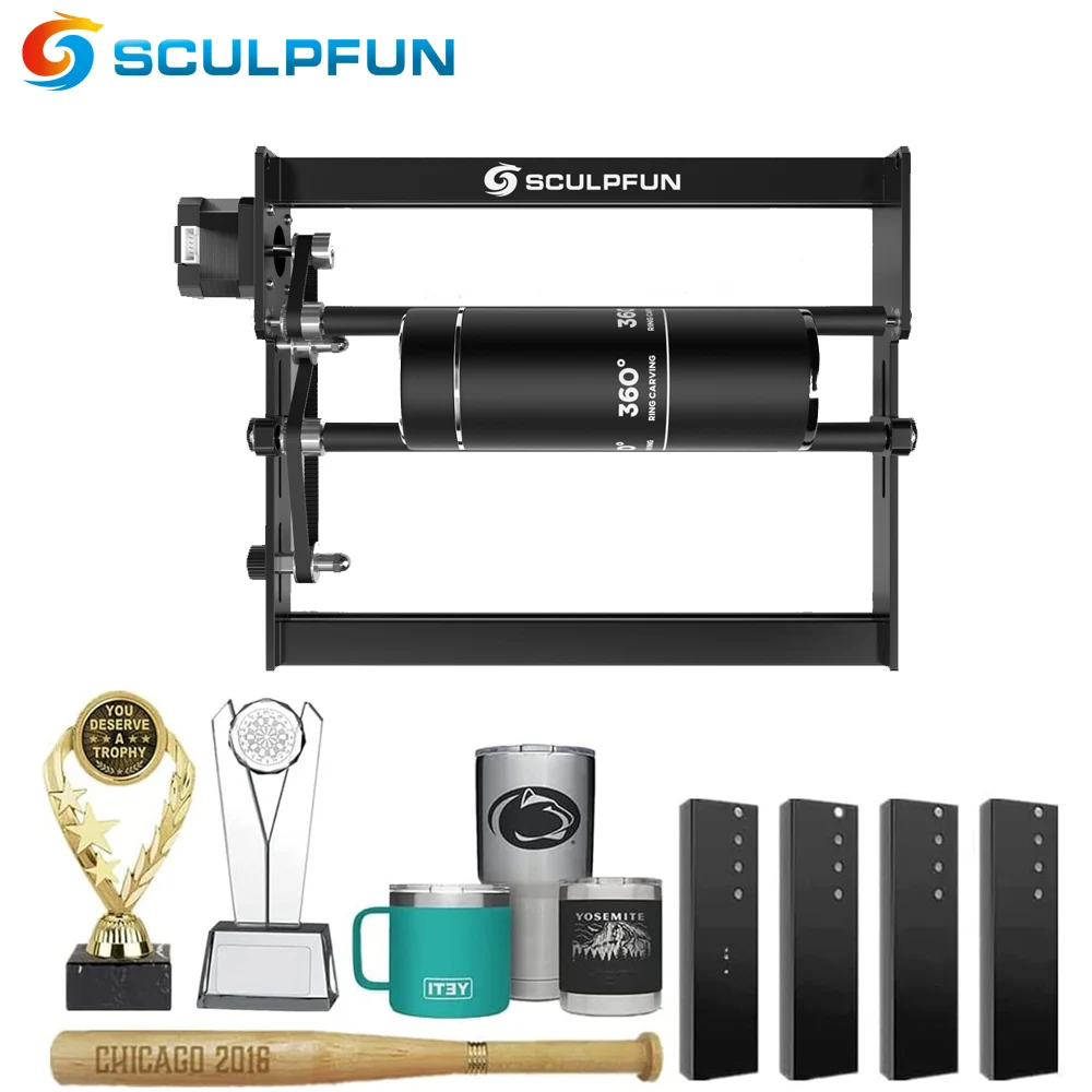 

SCULPFUN Laser Rotary Roller Laser Engraver Roller 360° Rotating Engraving Cylindrical Objects For Most Laser Engraving Machine