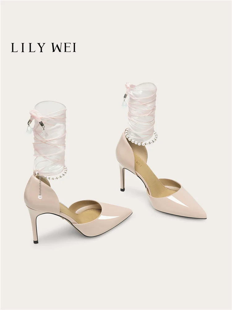 Summer pointed glitter patent leather strap wedding shoes banquet large size small size widened high heels women's sandals