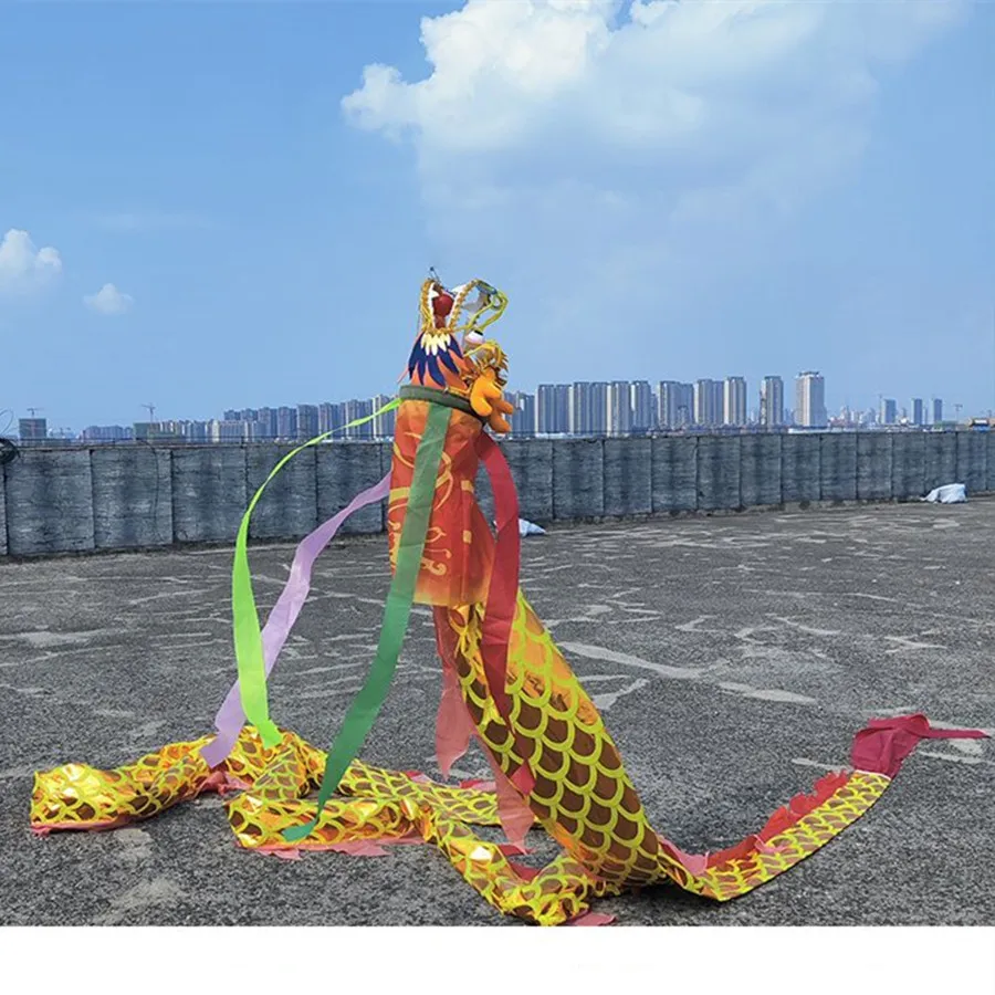 10/12/14 Meters Small Scale Chinese Dance Dragon With Head A person Dance Outdoor Fitness Flying Dragon ( Not Include Pole)