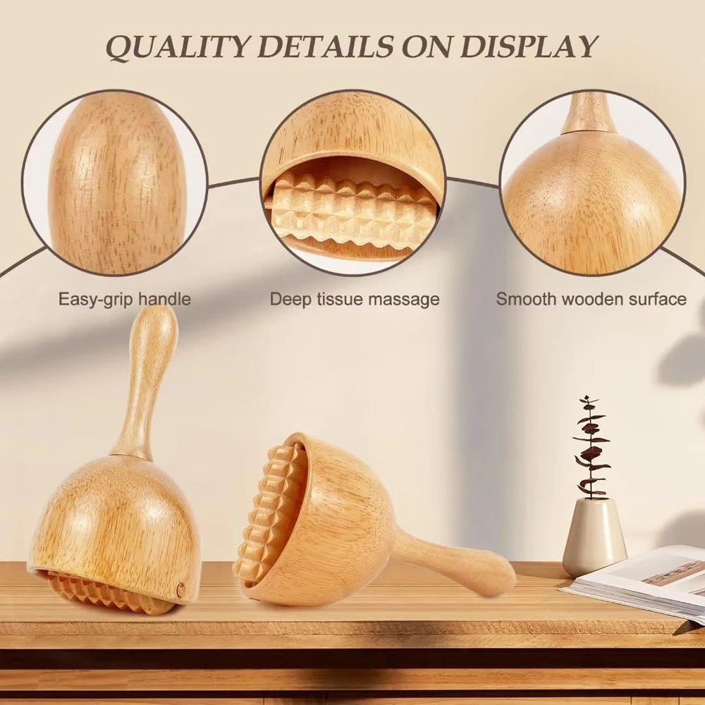 Wooden Therapy Cup with Roller,Wood Therapy Massage Tools Handheld Wooden Massage Cup Wooden Massage Tool for Body Shaping Body