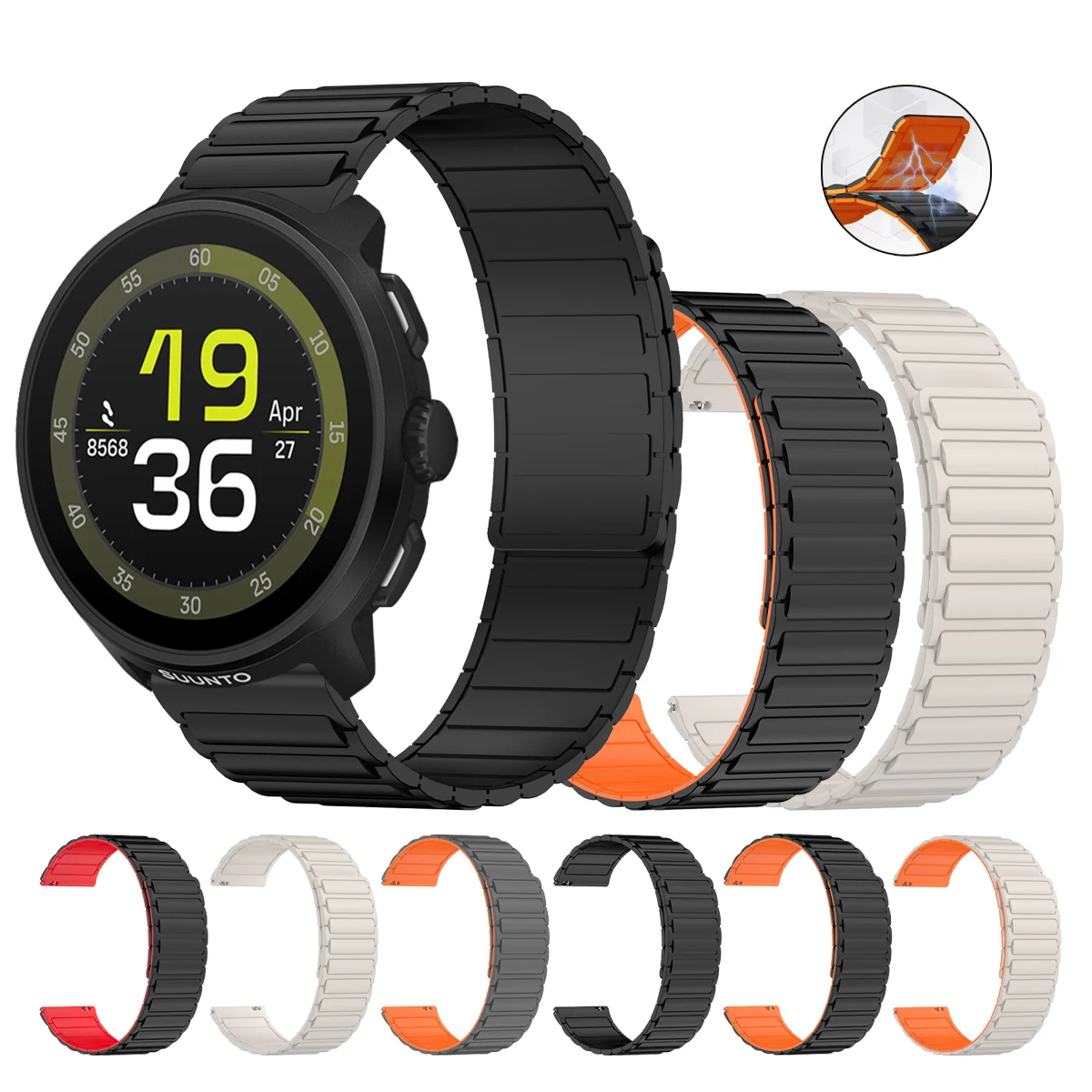 22 mm Uhrenarmband für SUUNTO RACE 2 S, magnetisches Silikonarmband für SUUNTO VERTICAL/Run/OCEAN/5 9 PEAK PRO Sportarmband