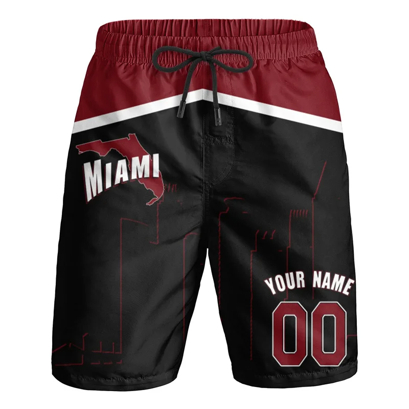 Pantalones cortos para fanáticos del baloncesto con gráficos de Miami City, regalos, pantalones cortos 3D Hip Hop y2k, traje de baño Hawaiano de