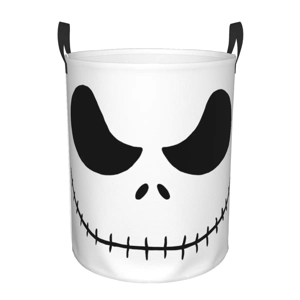 Custom Halloween Skull Jack Smile Laundry Basket Collapsible Cartoon Christmas Clothing Hamper Toys Organizer Storage Bins