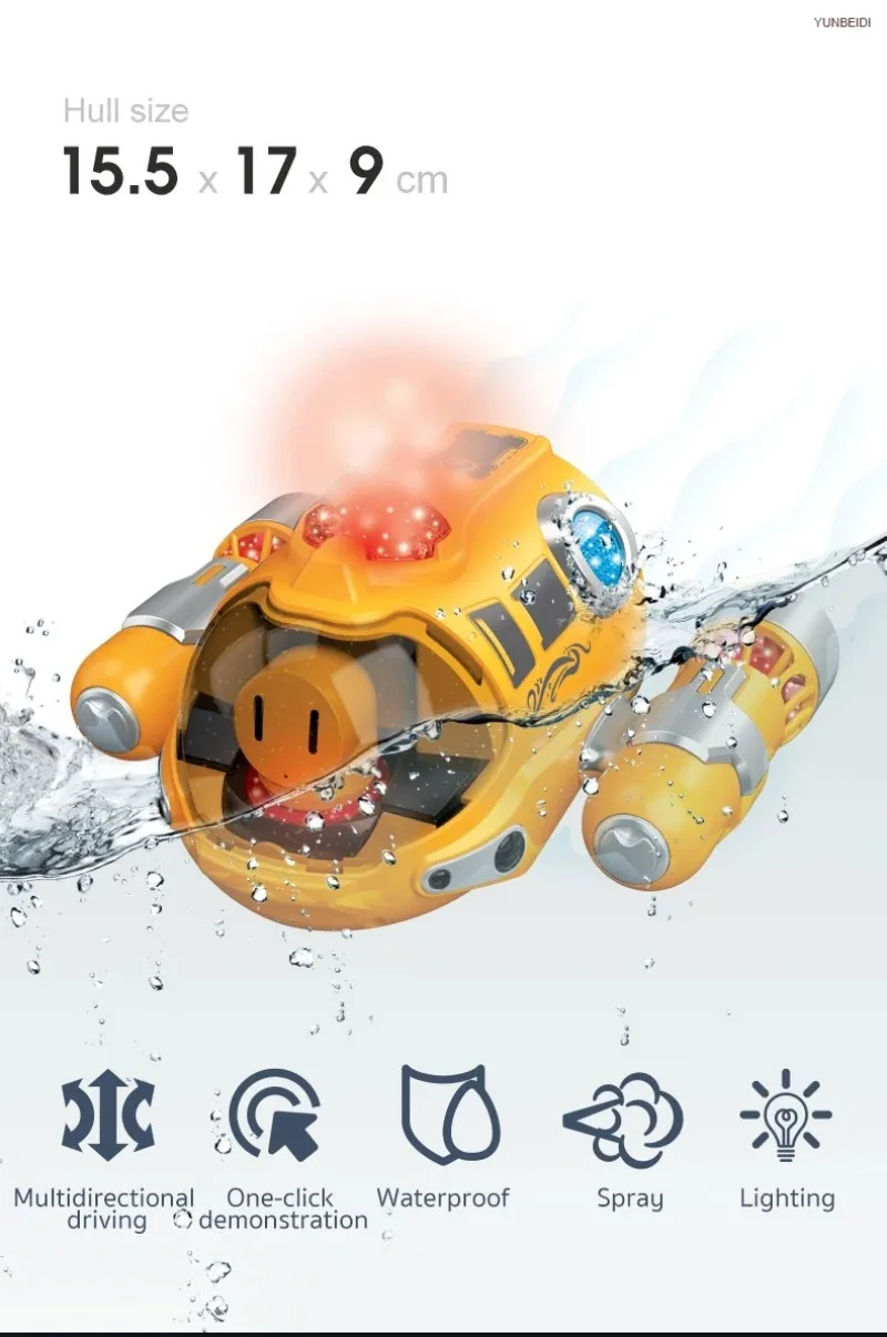 Remote-controlled Electric Boat 2.4G_Hz Waterproof Spray Light RC Electric Steam Boat Toy for Boys and Girls Kids Festival Gifts