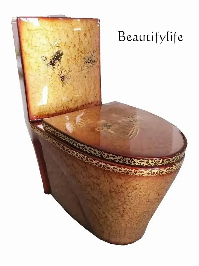 high-end wood grain, marble pattern toilet, super swirl one-piece toilet, ceramic color Boutique