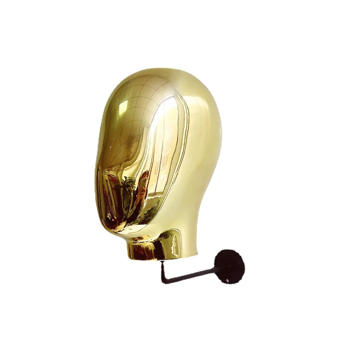 New Fashion Wall Mount Plastic Mannequin Head, Gold & Silver Plated Head Model for Wig Hat Headdress Display