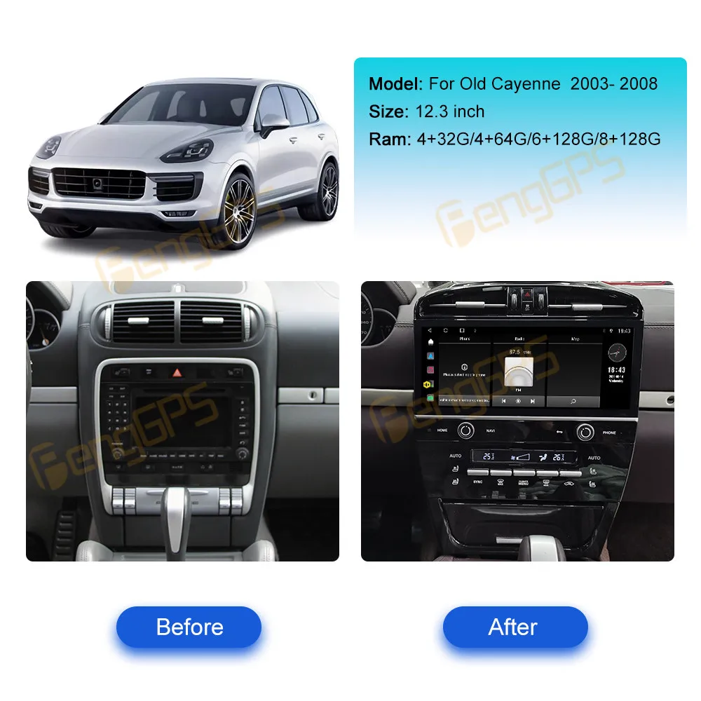 2024 New Navigation for Porsche Cayenne 03-09 Old To New Super New Product Car Intelligent Systems Carplay Radio Para Automóvil