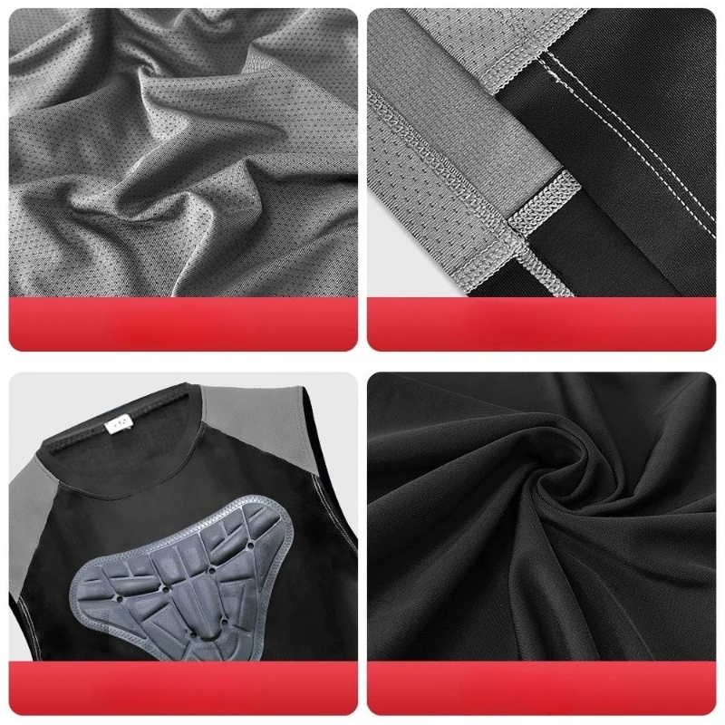 Men's Padded Compression Tank Top Protective Sports Vest Basketball Football Training Gym Running Shirt