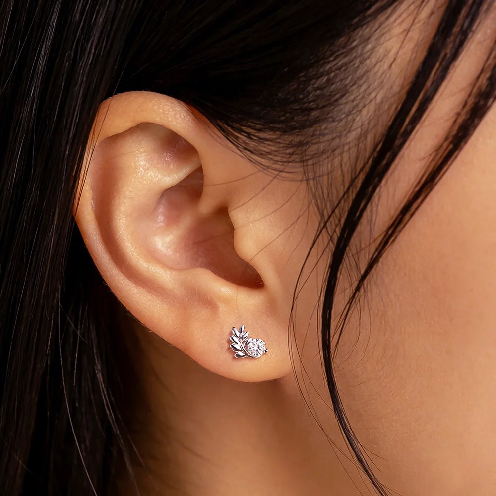 OEVAS 3.5mm Round Moissanite Stud Earrings For Women S925 Sterling Silver Can Pass Diamond Test Wings Earring Wedding Jewelry view 6
