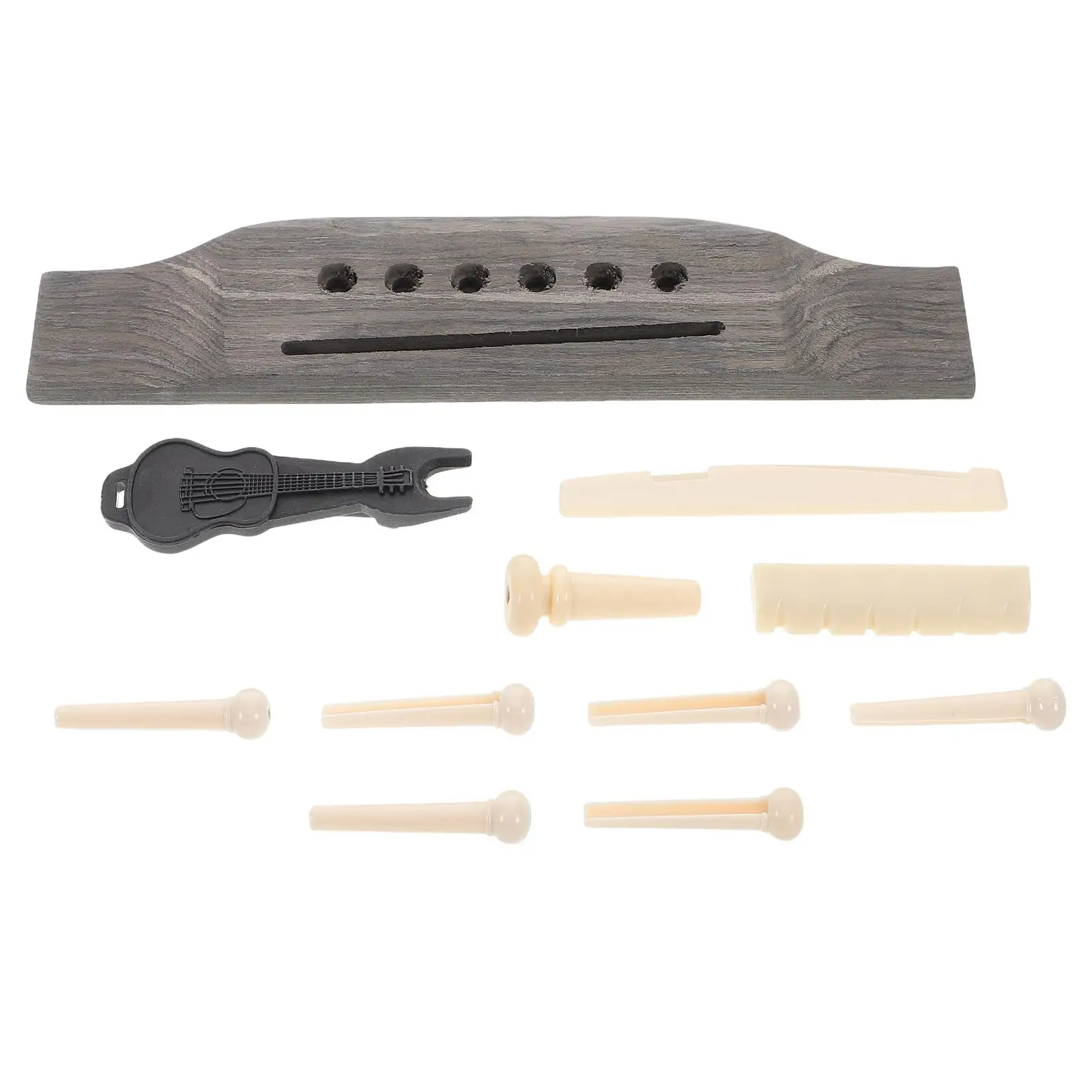 

Guitar Bridge Set Replacement Parts Pins Wooden Acoustic Pegs Nut Accessories Plastic and End Saddle