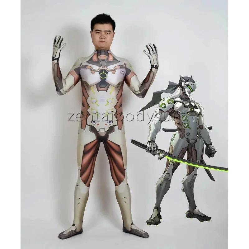 

ABC1233D Printing Genji Cosplay Heroes Halloween Party Zentaibodysuit Costume Multi-size Selection#1#W.s,3'f.5;j.8