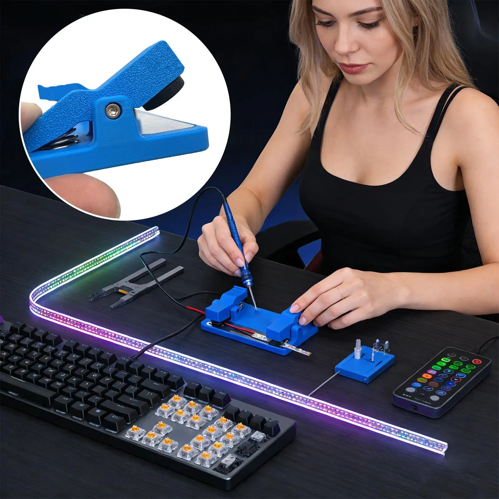 Multifunctional LED Lighting Soldering Station Non-Slip Electronic Circuit Welding Wire Fixture for Electronics Repair Circuit