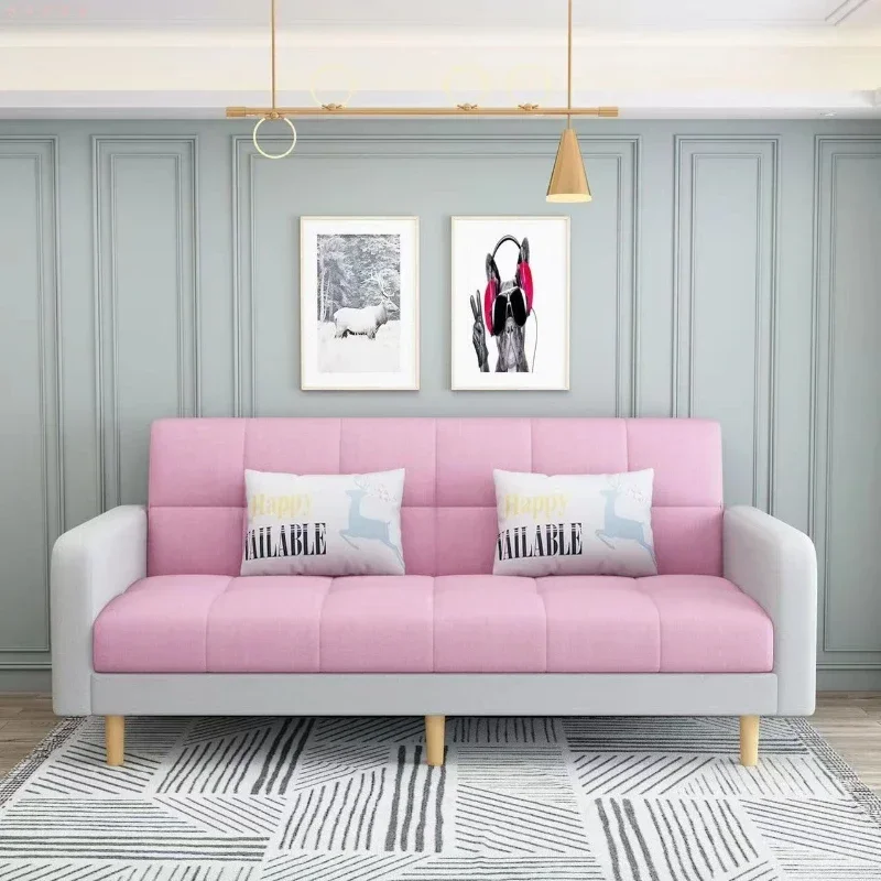 Sofa living room Small apartment rental room Folding sofa bed Single double bedroom Simple modern apartment Fabric sofa image 2