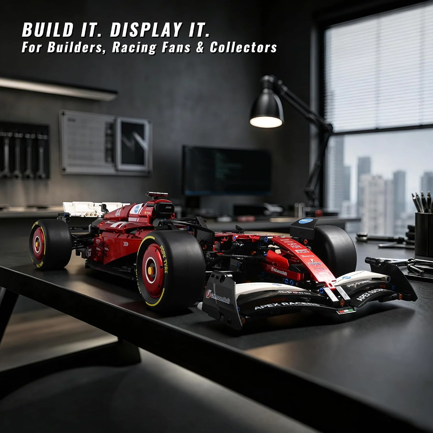 1:8 Scale Race Car Building Set for Adults 1915+PCS Red Open-Wheel Racing Car Model Kit Collectible Display Building Blocks Gift