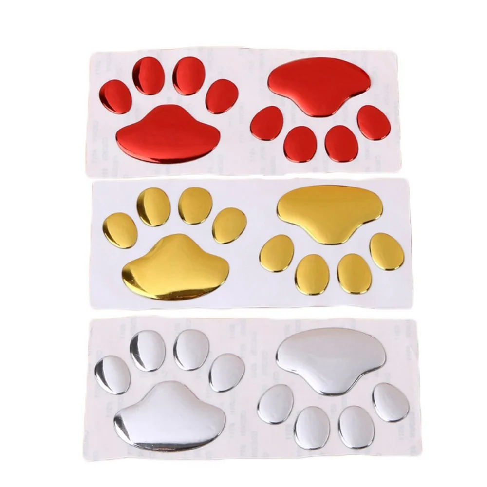 2pcs Cool Design Dog Paw Car Stickers Animal Footprint PVC Window Decals 3D Stereo Auto Body Styling
