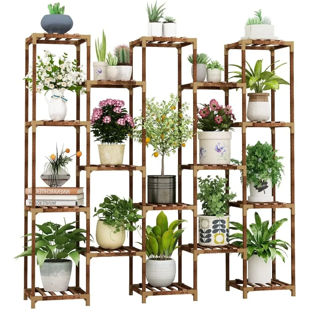 Plant Stand Indoor Outdoor, 17 Tier Large Tall Plant Shelf for Indoor Plants Multiple, Wood Plant Stand Rack Holder Table for