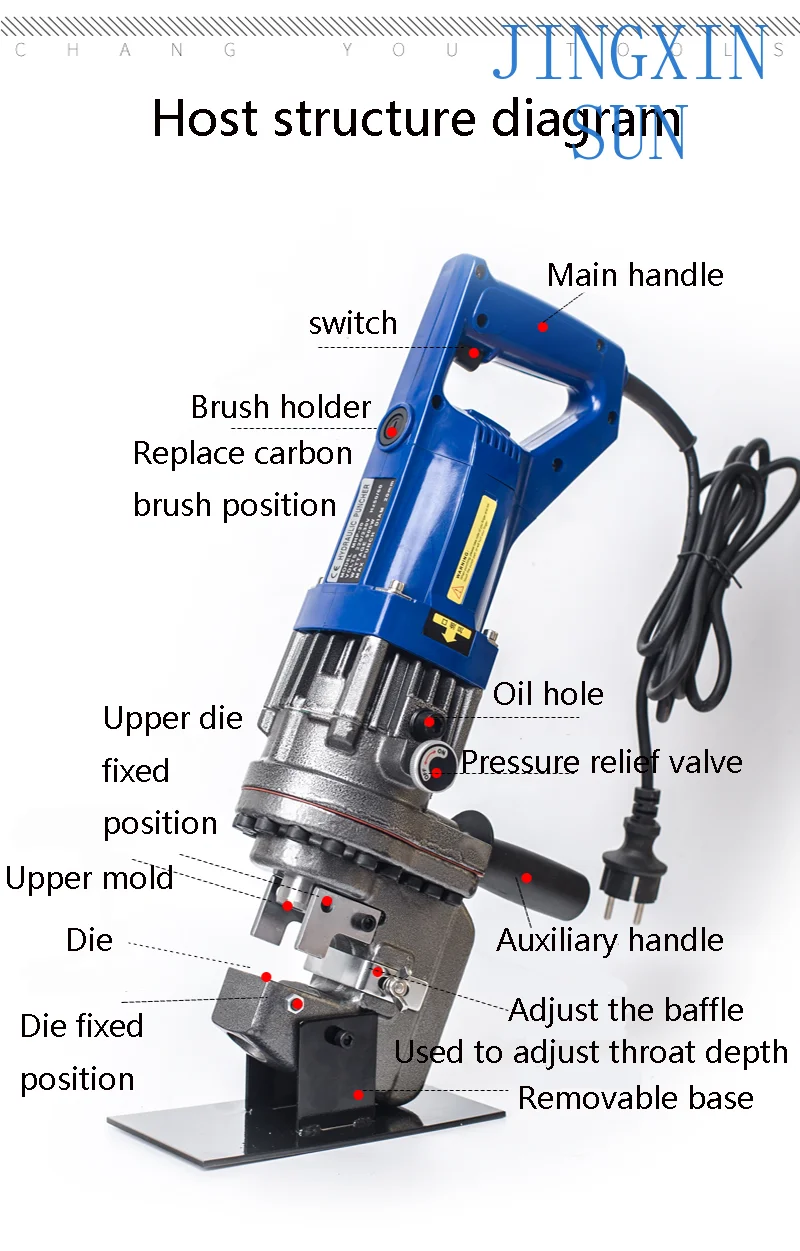 Portable Electro-Hydraulic Punching  Angle Steel Flat Iron Puncher Copper And Aluminum Plate Punching Machine