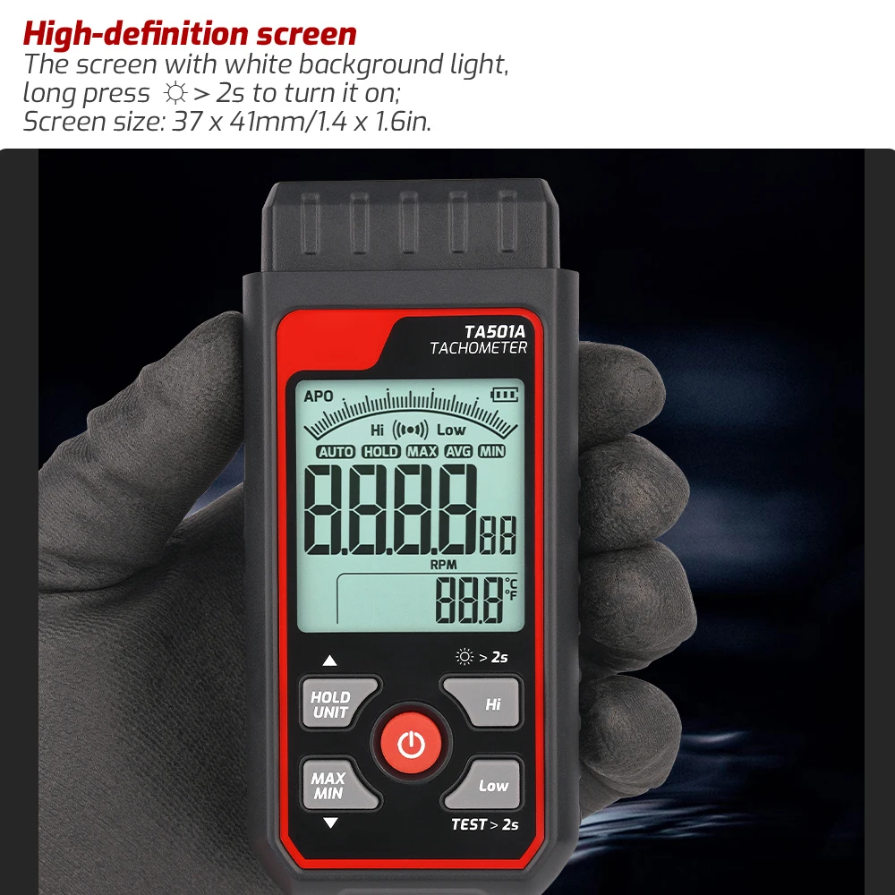 TASI TA501A Laser Tachometer Up to 999999 Non-Contact Digital Laser Tachometer For Machinery Industry Car Motors Speed Test