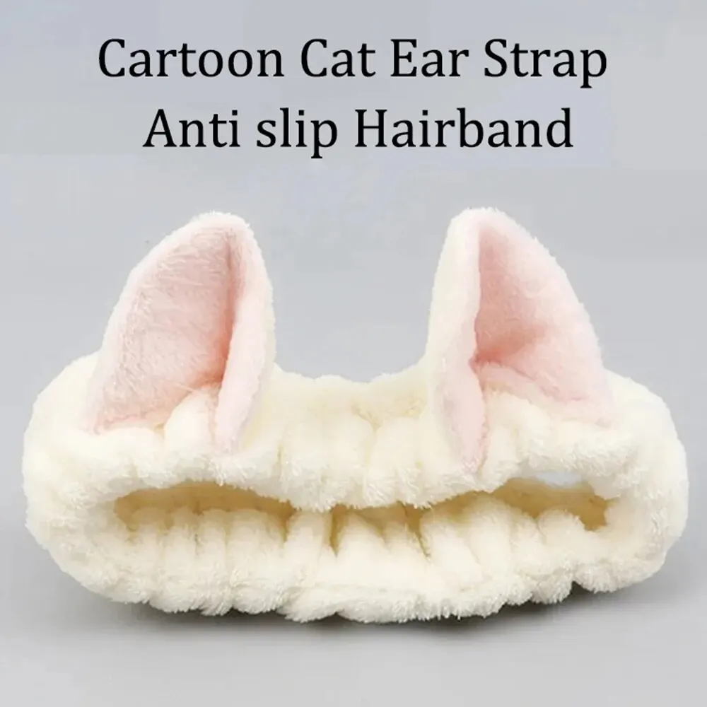 Hairband Cat Coral Plush Headband Cute Soft Hair Bow Headband Hairband Wash Face Makeup Headband Bandage Girl Accessories