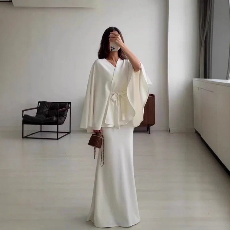 

2025New autumn style simple elegant comfortable long-sleeve long dress set dress