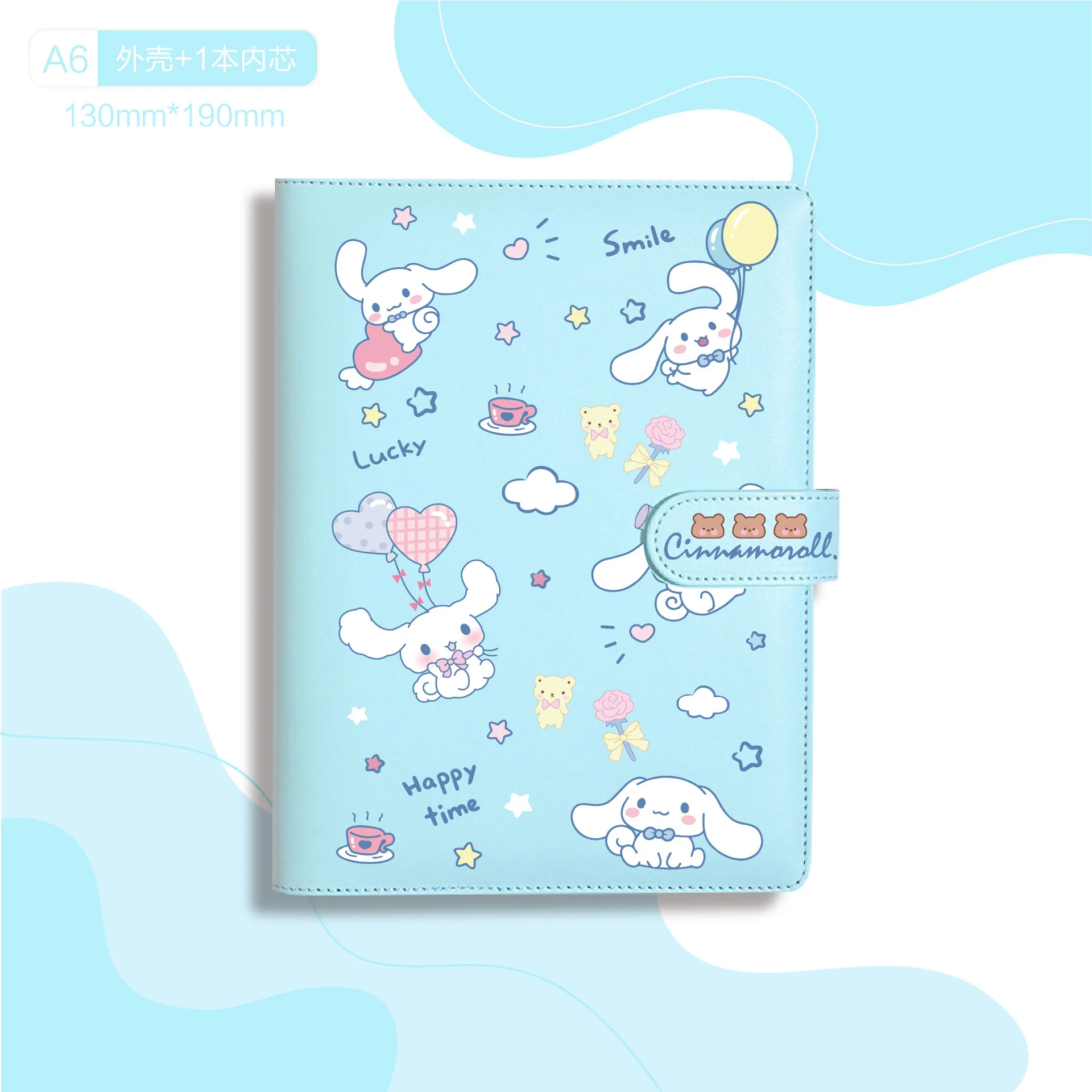 A6 sanrio kitty kuromi 6 Ring Loose-leaf Magnetic buckle Hand Book Student Notebook Ring Binder School Supplies gift wholesale