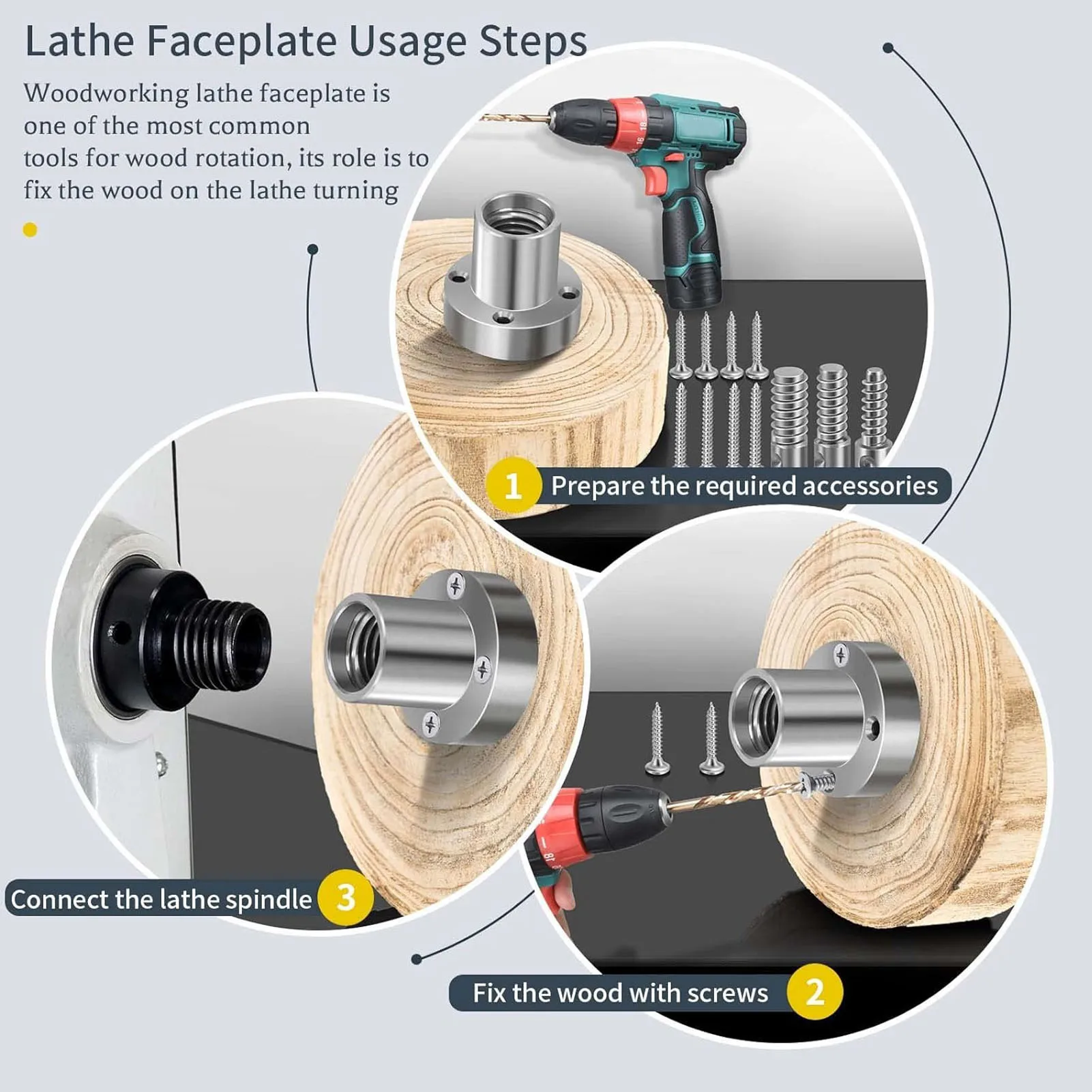 2 Inch Lathe Faceplate Wood Lathe Face Plate 2 Inch Woodworking Machine Chuck Turning Tool Flange Faceplate for 1inx8TPI Spindle