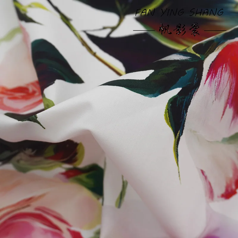 رائجة البيع نسيج القطن الرقمي الوردي الأحمر لفستان قميص تنورة Telas Para Costura Tissus Couture ткан مادة القماش الخياطة #5