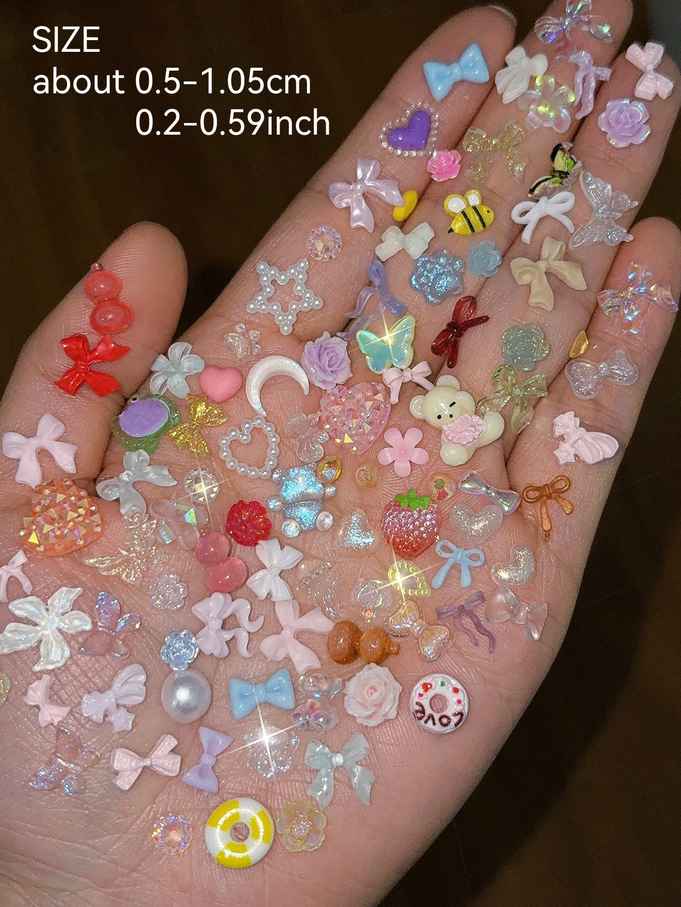50 gr/beutel 500-600 stücke Bogen Blume Perle Nail art Strass Gemischt Luxus Schmuck Nagel Charms Harz Bogen Dekoration maniküre Liefert – Detail 3