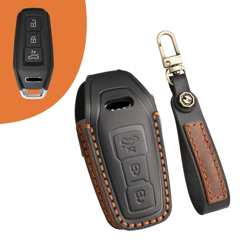 

Подходит для Audi A5 2025 года, чехол для смарт-ключа, чехол для ключей из натуральной кожи со съемным ремешком, устойчивый к царапинам