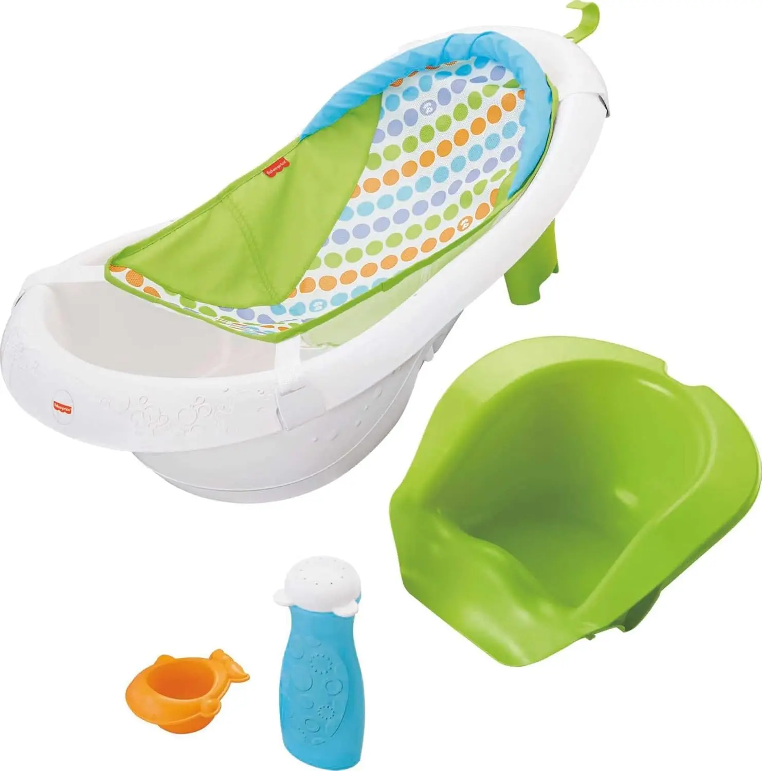 

Baby to Toddler Bath 4-In-1 Sling ‘N Seat Tub with Removable Infant Support and 2 Toys, Green