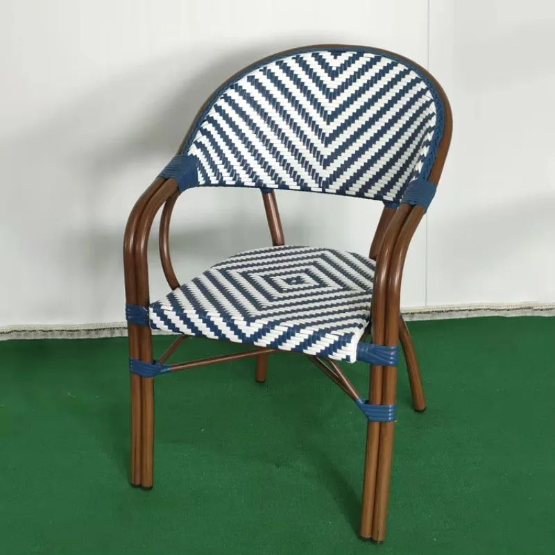 Muebles de exterior franceses con marco de aluminio, nueva silla de comedor de ratán para cafetería, bar y jardín
