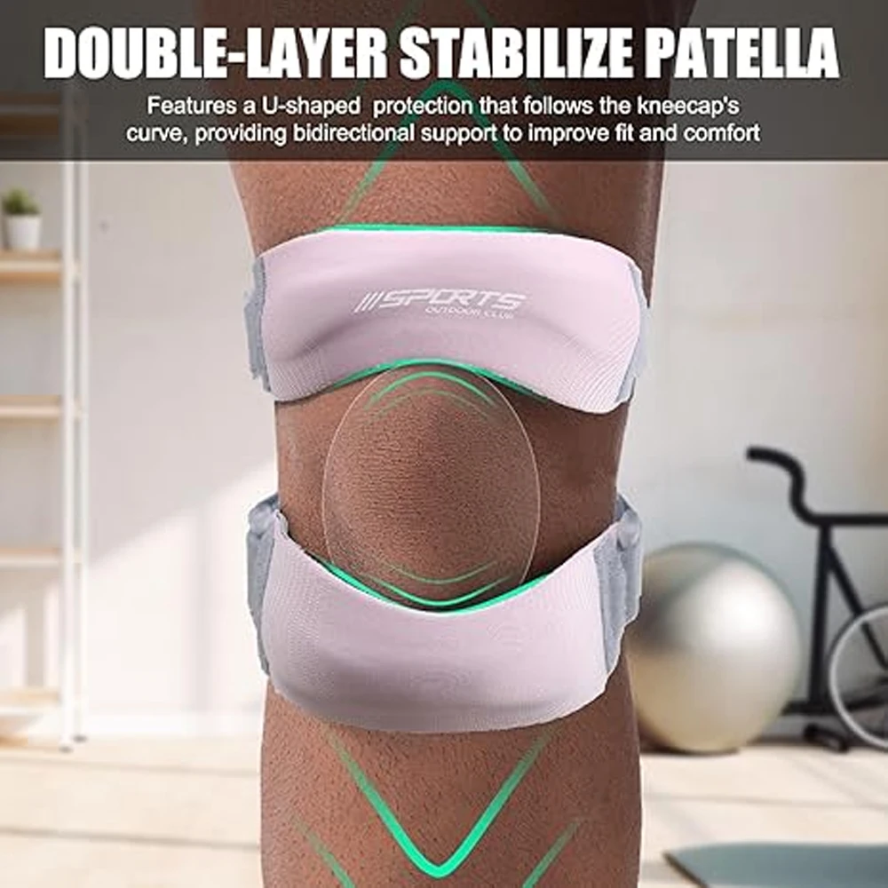 

RGGMQQ 1PCS Adjustable Patella Knee Strap for Pain Relief, Patellar Tendonitis & Jumpers Knee Support for Running, Men & Women