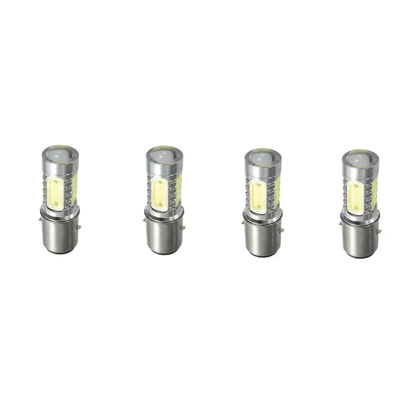 FAST-4X 12V BA20D H6 4 COB LED White Bulb Light For Motorcycle Bike Moped ATV Headlight