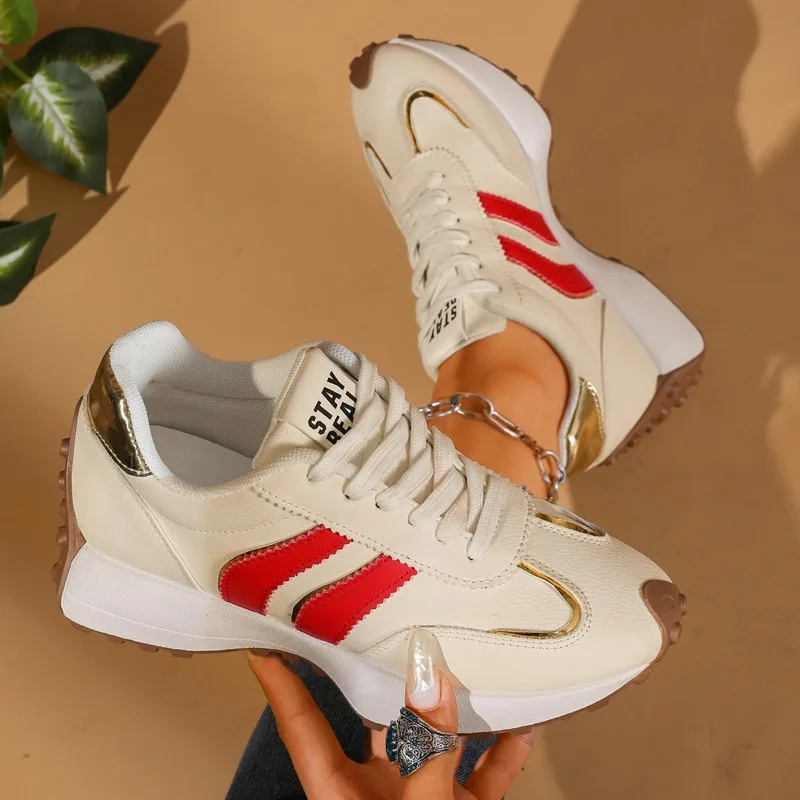 Women's Color Blocking Comfortable Wedge Mid Heel Sneakers New Spring and Autumn Women Fashion Shallow Mouth Vulcanized Shoes