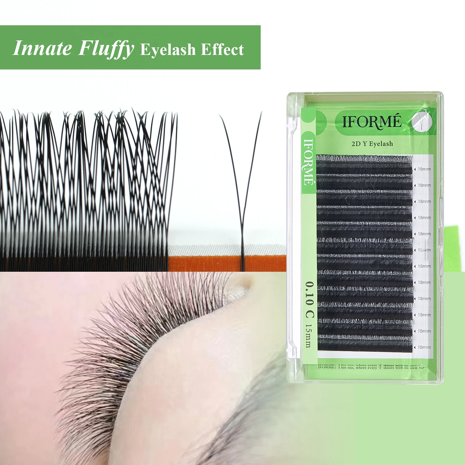 2D Y Shape Narrow Slim Opening Single Tips Fluffy Soft Natural Small Volume Fan Eyelash Extension