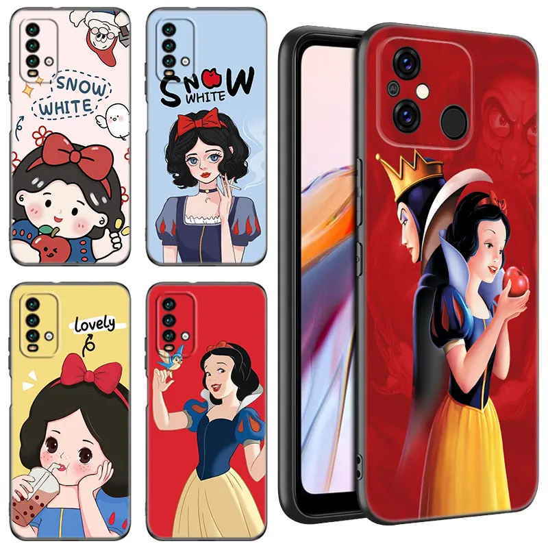 Cute S-Snow White Black Phone Case For Xiaomi Redmi 11 Prime 11A 12C 13C A1 A2 Plus 12 4G 10 5G 8A 9A 10A 9C 10C 9i 12R Note 9T