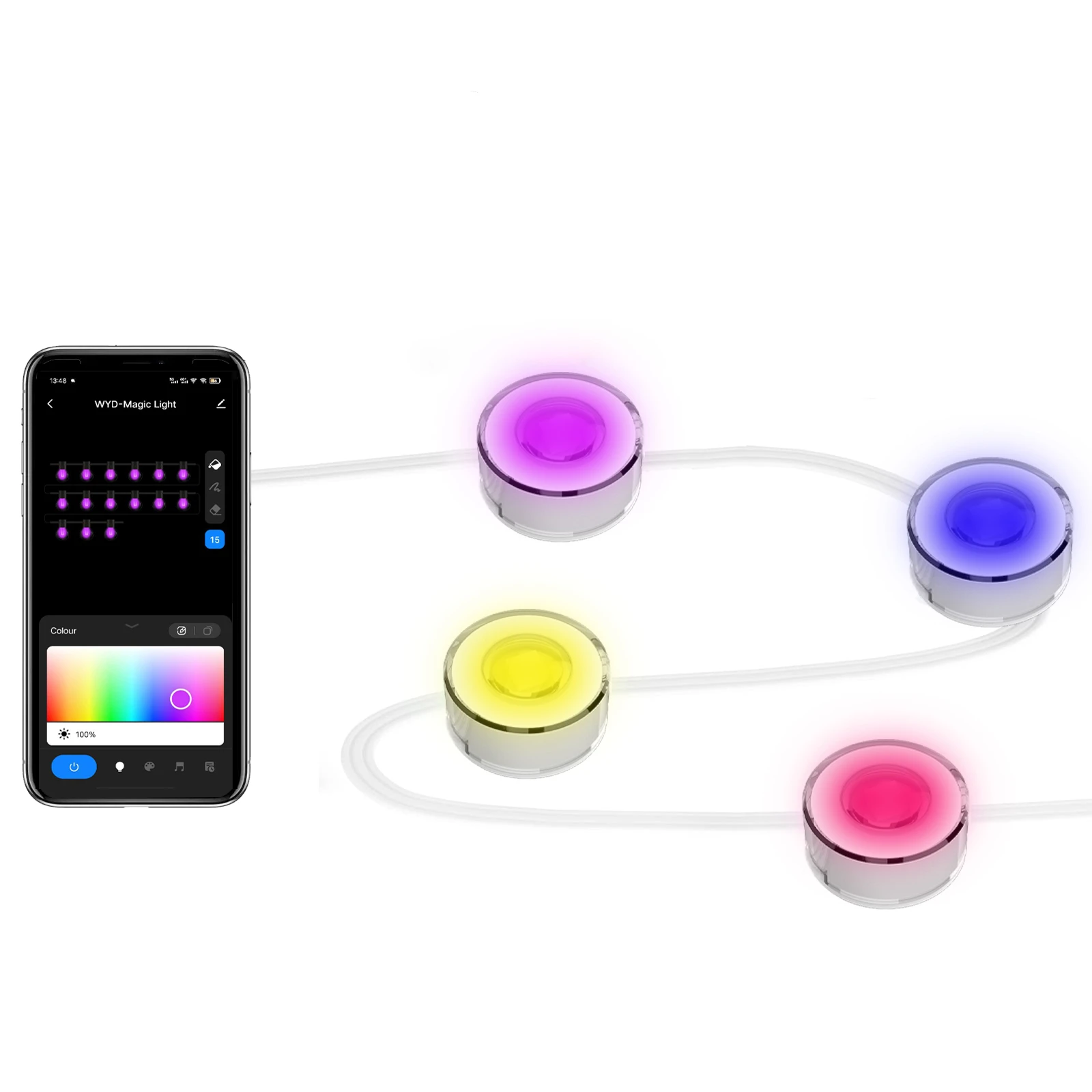 Smart Outdoor Eaves Light 14.5m LED String Music Sync Works With Assistant Waterproof for Garden Outdoor Decoration