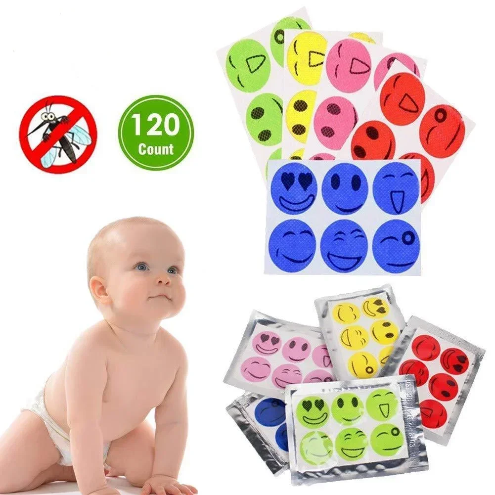60/120 Pcs 100% Natural Non Toxic Stickers for Children Women Men Random Pattern Smiling Face Drive Repeller