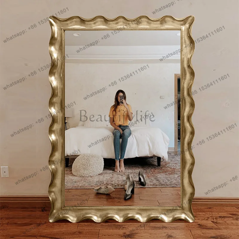 

yj9 European-style full-length mirror, three-dimensional wave fitting full-body mirror landing creativity