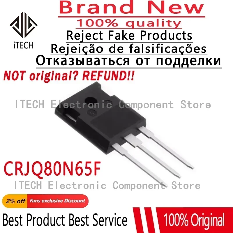 10pcs/lot Original CRJQ80N65F CRJQ80N65 80N65F 43A/650V TO-247 MOSFET 100% New and Genuine