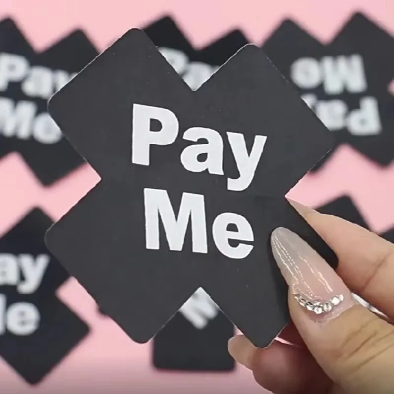 10 زوج/وحدة المرأة مثير أسود أبيض رسالة الصليب الحلمة غطاء المتاح ملصقات الثدي بالجملة فطائر اللحم الصدرية غير مرئية #2