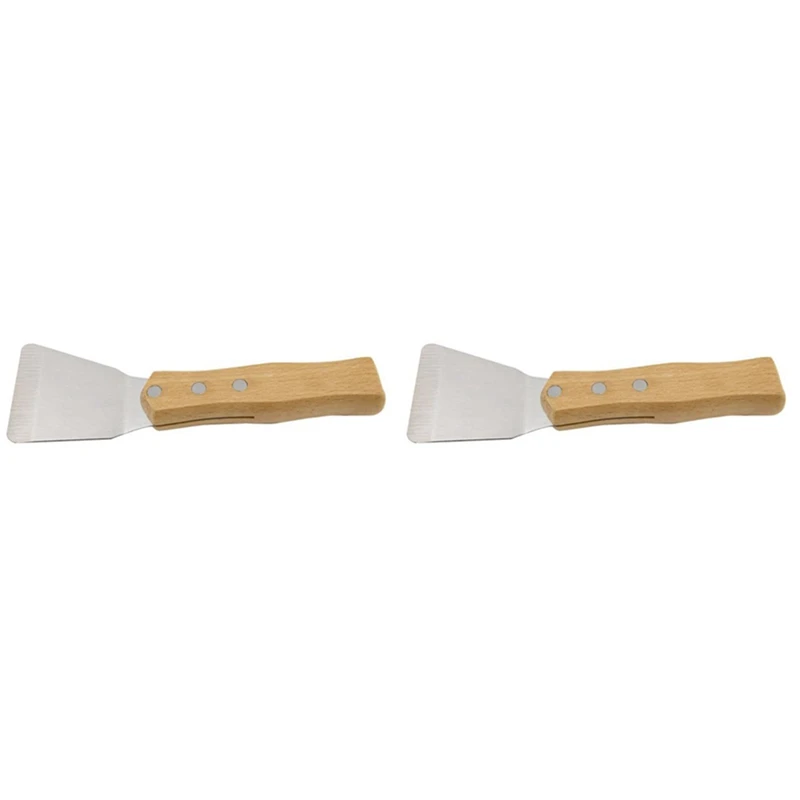 2Pcs Ceiling Install Spatula Scoop With Wooden Handle Stretch Ceiling Film Shovel Accessories For Welding Harpoon, Large