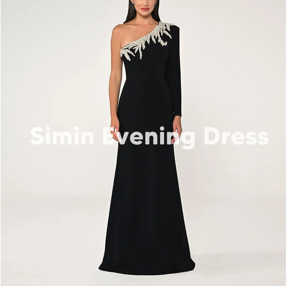 

Simin Women's Customized Mermaid One-shoulder Beaded Evening Dresses With Long Sleeves Floor-Length Formal Elegant Dresses 2025