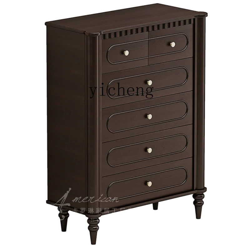 

ZC Solid Wood Chest of Drawers Cherrywood Retro Clothes Closet Multi-Drawer Bedroom Locker