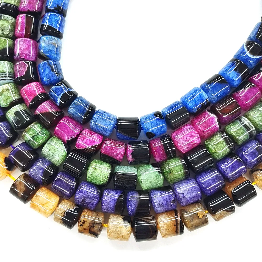 14x13mm Black Agate Beads Natural Stones Cylinder Uruguayan Agate Bead Healing Crystals for Jewelry Making DIY Necklace Bracelet