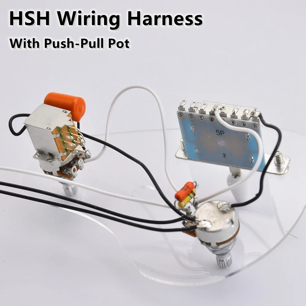 Harness Kabel Gitar Elektrik Alpha 500K Pots+5-Way Alpha Switch +Epi Jack HSH Pickup Dengan pot push pull