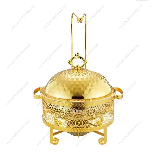 Trading House 4L/6L/8L Large Chafing Dish - Stainless Steel Gold Round Hanging Buffet Food Warmer (Alcohol Heated)