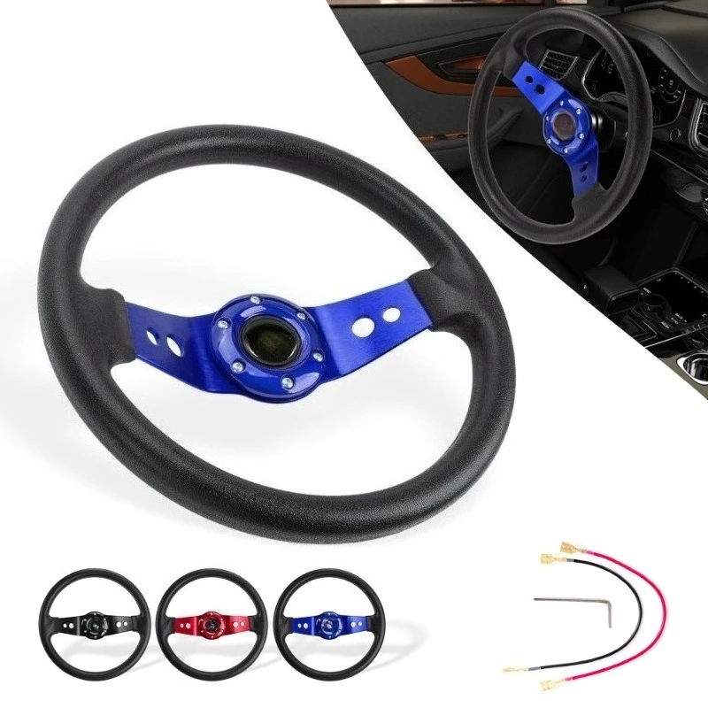 Suitable for car modification competitive game steering wheel 13 inches 320mm round racing steering wheel PU leather