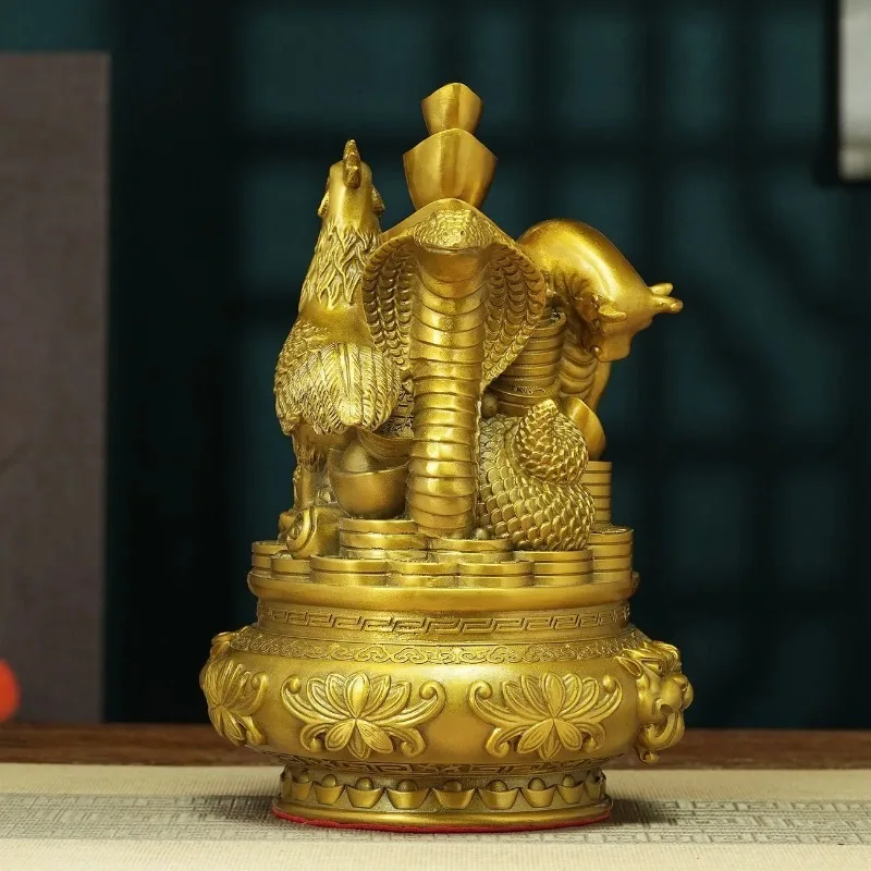 Brass Treasure Pot 3-in-1 Chinese Zodiac Ornament Dragon and Snake Home Furnishings Living Room Monkey and Chicken Crafts